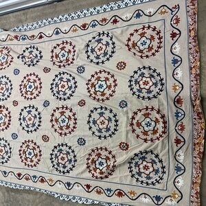 Global embroidered Twin XL duvet cover